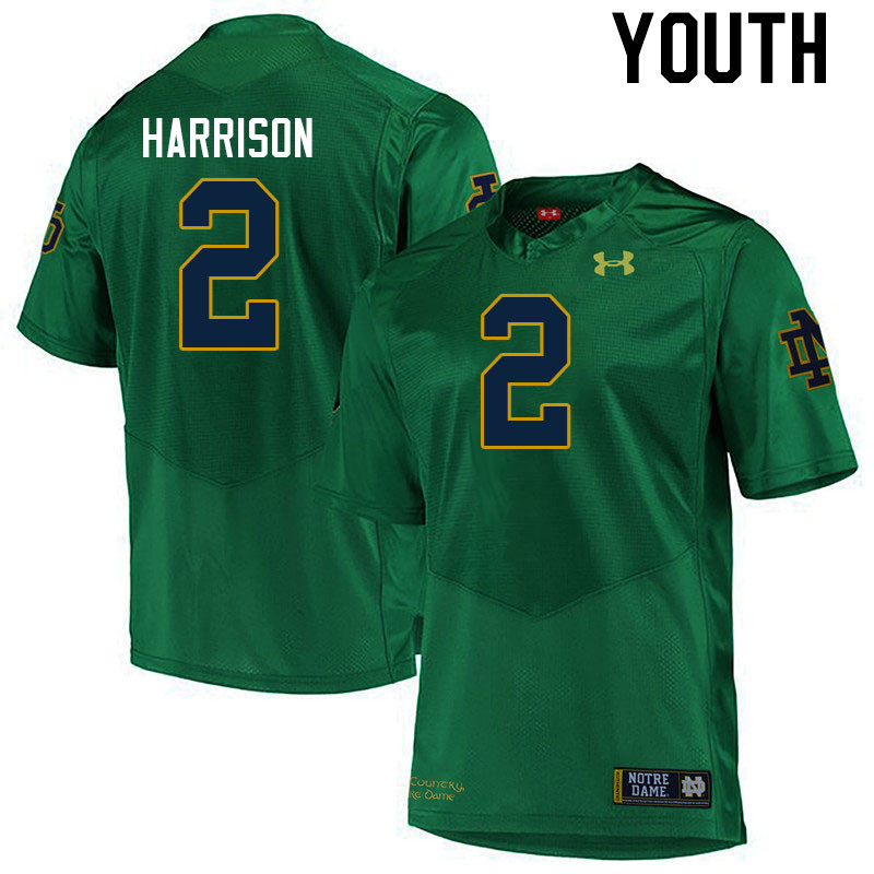 Youth #2 Jayden Harrison Notre Dame Fighting Irish College Football Jerseys Stitched-Green